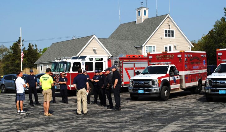 Marshfield firefighters perform their annual training at Marshfield Municipal Airport.