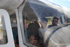 Patrick MacAlister tells these Scouts about the Cessna’s instrumentation. 