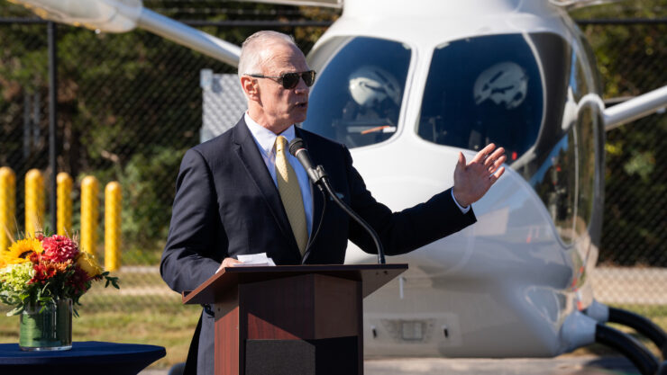 MassDOT Aeronautics Administrator Jeff DeCarlo discusses his agency’s plans pertaining to electric aviation’s future. Photo courtesy of BETA Technologies