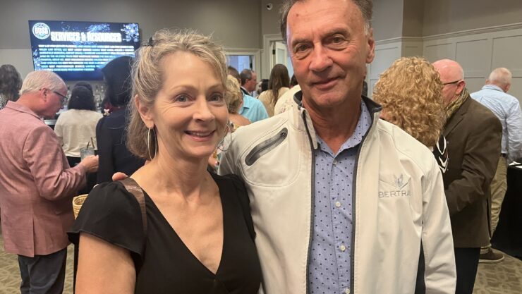 Lisa Scharoun, left, and Keith Douglass have a blast at the 2023 BOSS Bash.