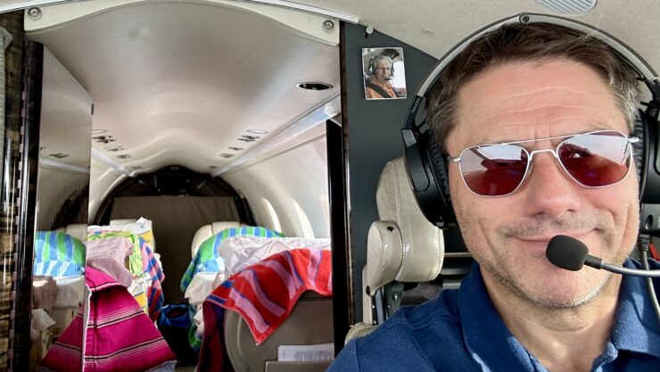 Volunteer pilot Steve Bernstein flies his precious cargo to Beaufort, North Carolina, for further rehabilitation. Photo courtesy of Steve Bernstein