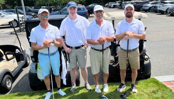 Shoreline Aviation foursome Keith Douglass, left, Patrick Olson, Mike James, and Steve Dery prepare to head out to the course for the Boys & Girls Club of Marshfield 11th annual Golf Classic.