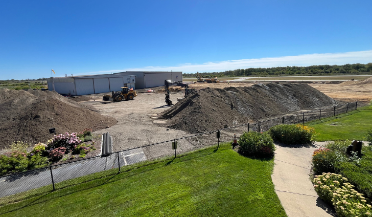 The Marshfield Airport ramp is all torn up.