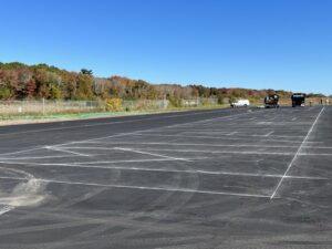 Lettering "MARSHFIELD" on the East Ramp. 