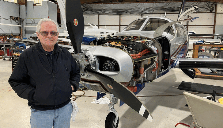 Don Harrington services all types of piston and turbo engines for Shoreline Aviation.